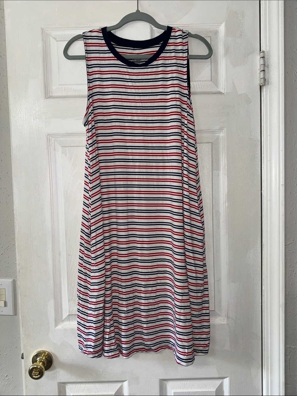 Time and Tru Striped Sleeveless Mini Dress - White, Red & Navy
